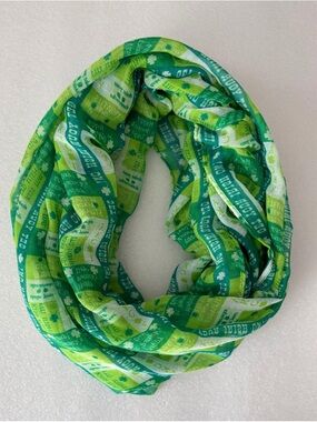 St. Patrick’s Day Green Shamrock Beer Infinity Scarf Lightweight Sheer Festive